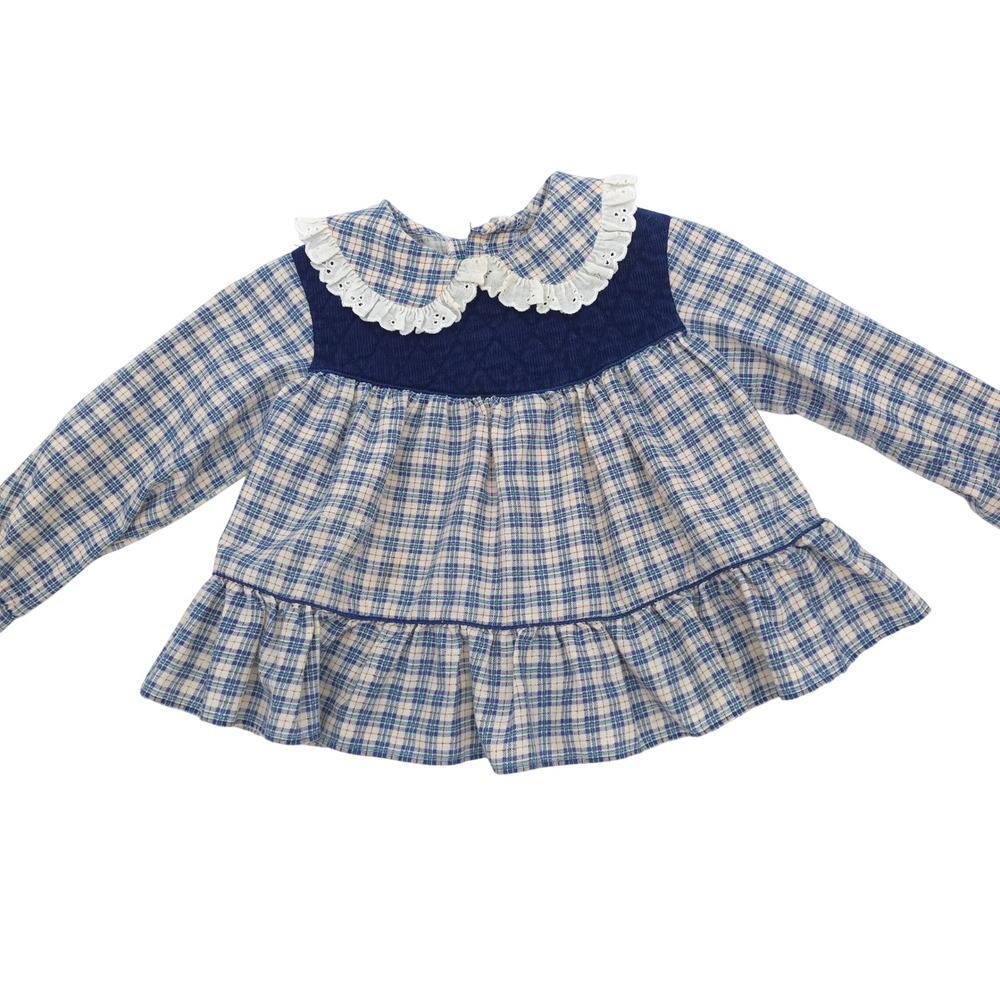 Vintage Toddler Girl Plaid Tunic Top Size 3T